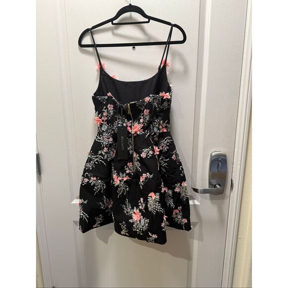ELLIATT Gaia Floral Mini Dress in Black Birthday Party Cocktail size S NWT $550 - Picture 6 of 7